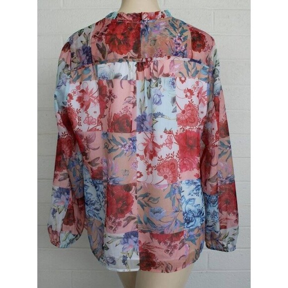 Soft Surroundings Large Pastel Pink Blue Floral Patchwork Print Top - Picture 2 of 6